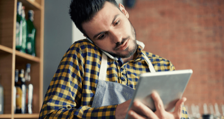 Man holding tablet